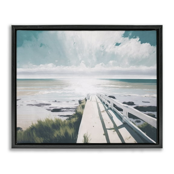 Stupell Industries White Bridge to Shore Nautical & Beach Painting Black Floater Framed Canvas Art Print Wall Art, 21 x 17