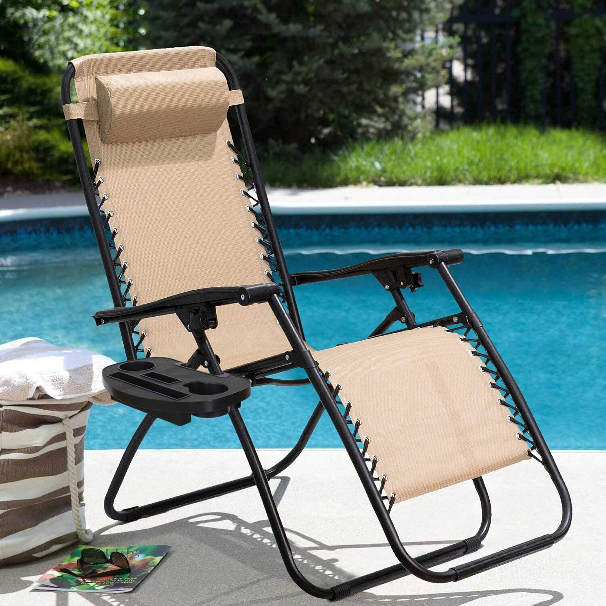 YouLoveIt Set of 2 Zero Gravity Chair Patio Folding Lawn Lounge Chairs Adjustable Reclining Chairs Pool Side Using Lawn Lounge Chair Recliners for Patio - image 2 of 3