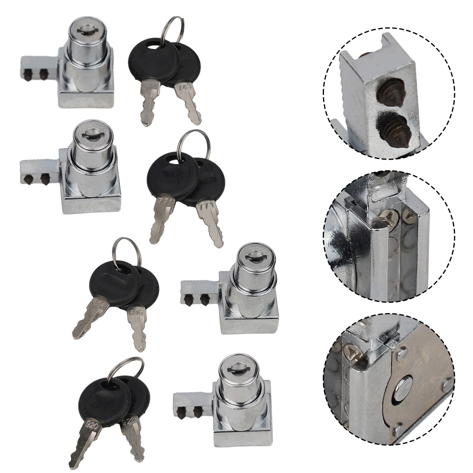 1/4X Showcase Sliding Glass Door Lock Set W / Key For Display Cabinet Terrarium