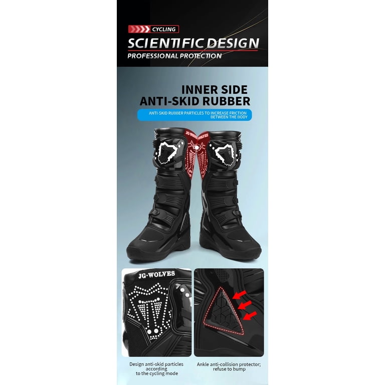 試着のみ　JG WOLVES バイク用レーシングブーツ ブラック41インチ JG WOLVES - Professional motocross boots riding long boots,Black