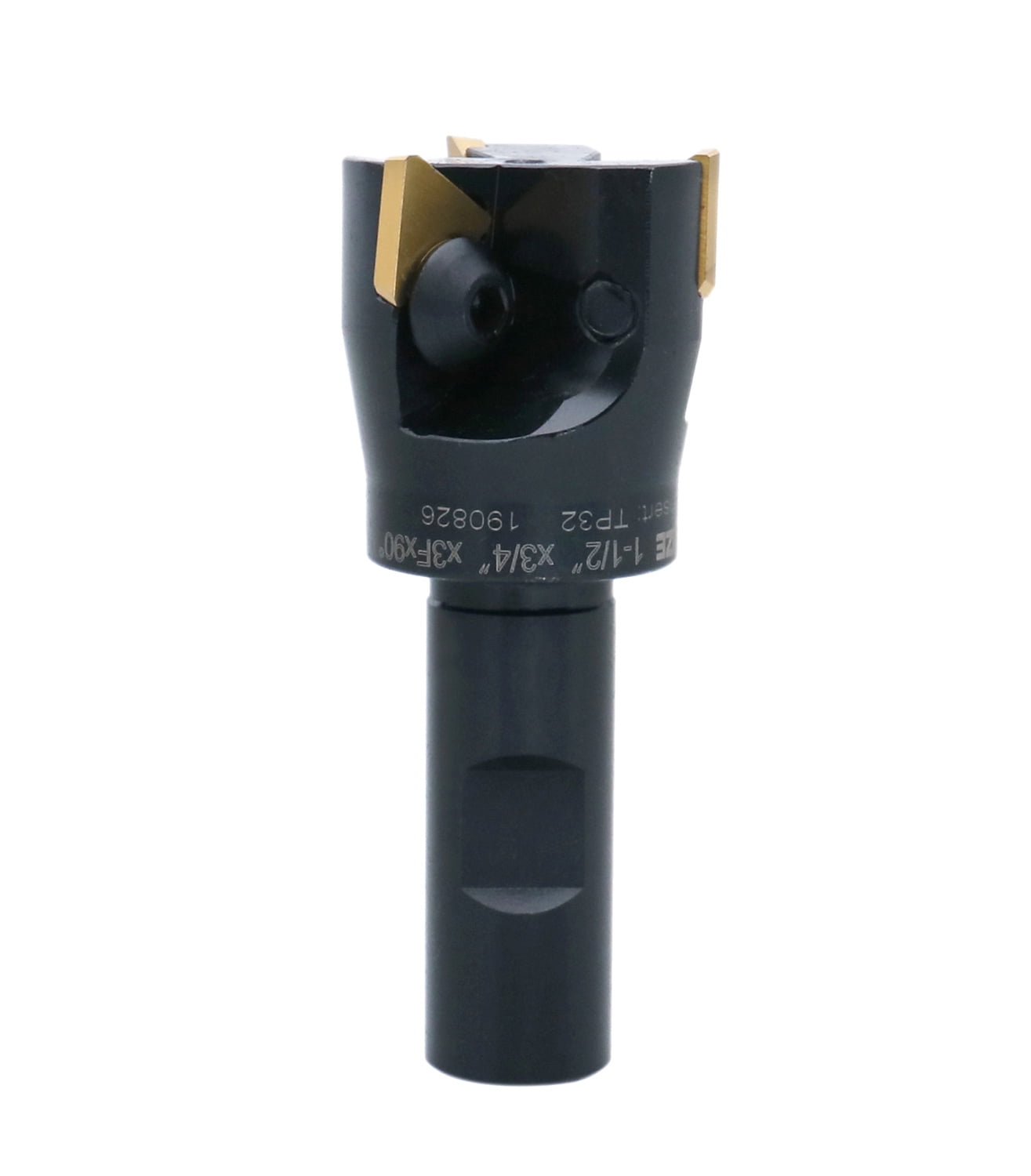 Accusize Indexable End Mill with 3 Pcs Tpg32 Carbide Inserts, 1-1/2'' Cutting Diameter, 3/4'' Straight Shank, 0046-0913