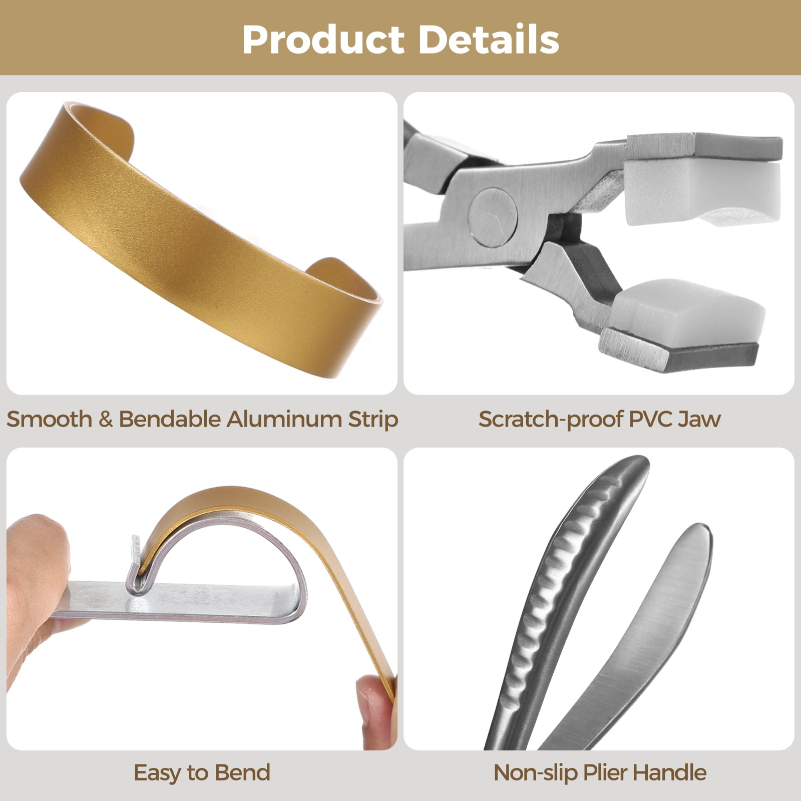 Metal Bracelet Making Kit, Bracelet Stamping Set, DIY Jewelry Crafting Supplies, Including 16 Aluminum Bracelet Blanks, Bending Tools and Pliers