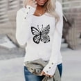thumbnail image 2 of Moda mujer casual impreso cuello redondo manga larga otoño blusa pullver tops Pompotops FGAJ7008, 2 of 5