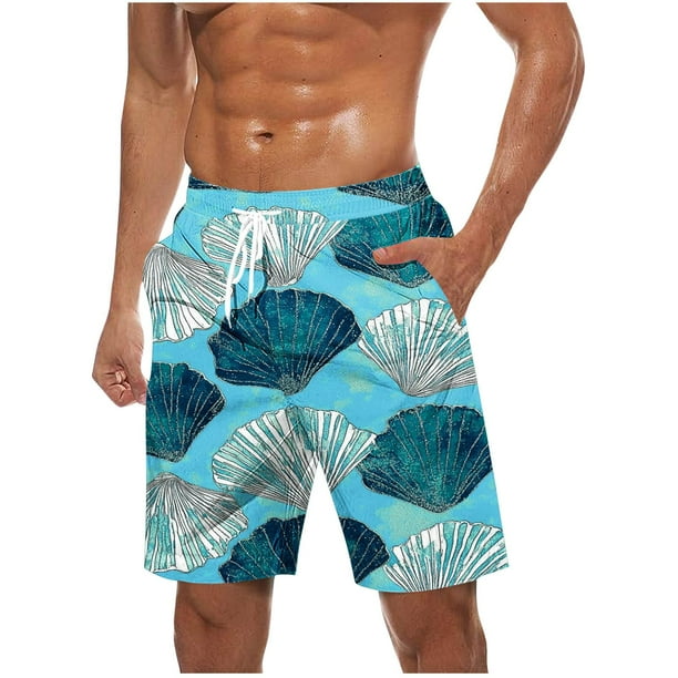 Pantalones Cortos para Hombre de Cintura Elástica con Bolsillos Pantalones de Playa de Impresión Casual, Poliéster Ligero de Moda para la Primavera Verano Al Aire Libre Y el Uso Diario