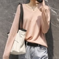 thumbnail image 2 of TRUBKH Fall Sweaters for Women V Neck Tops Long Sleeve Shirts Fall Sweaters for Women Drop Shoulder Sweaters Relaxed Fit Business Casual Outfits for Women Wool Blend Sweater Womens Pink L, 2 of 5