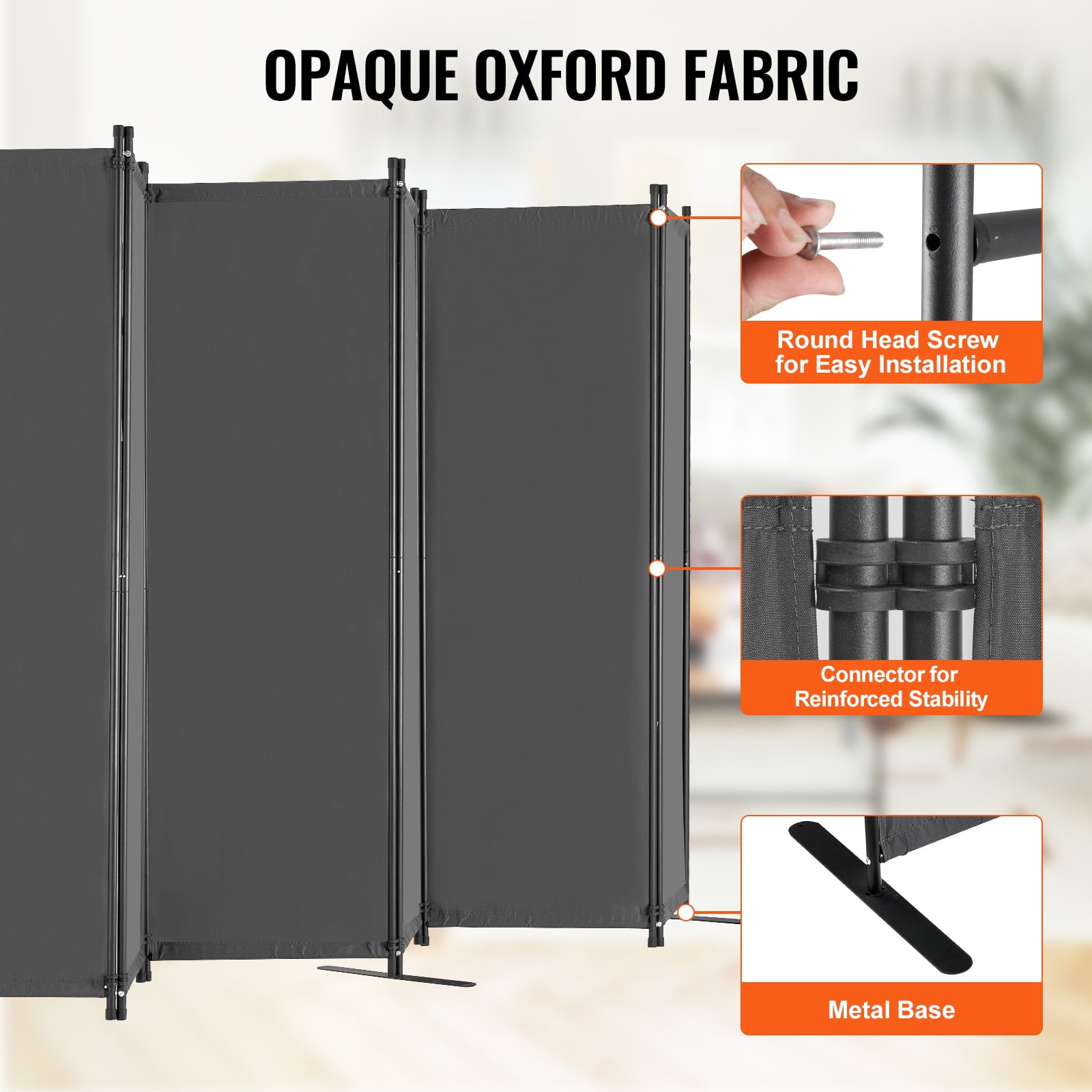 KFFKFF 6 Panel Room Dividers, 122*71 inch Foldable Privacy Screen,  Oxford Cloth Panels With Sturdy Frame for Workspace, Bedroom, Study Room