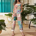 thumbnail image 5 of JULMCOMO Cotton Linen Jumpsuits for Women Floral Print Adjustable Strap Baggy Overalls Sleeveless Vintage Casual Jumpsuits Army Green S, 5 of 7