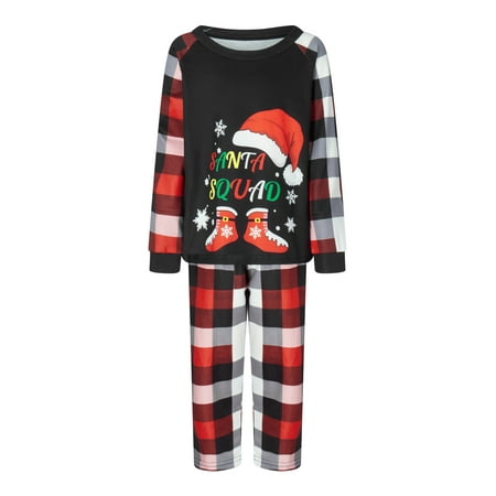 

Christmas Pajamas for Family Santa Hat Boots Print Tops + Pants