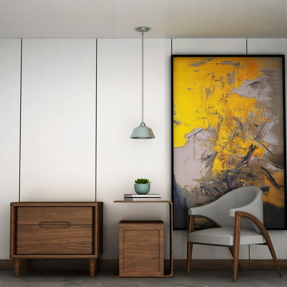 Vanity Art Modern 1-Light Kitchen Island Mini Pendant Lighting in Satin Nickel with Light Blue Metal Shade Farmhouse Hanging Lamp Single Ceiling Light Fixture MS220-1SN-BL