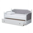 thumbnail image 3 of Baxton Studio Mara Classic and Traditional Grey Fabric Upholstered White Finished Wood Twin Size Daybed with Trundle, 3 of 7