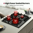 thumbnail image 5 of GASLAND GH60EF 24" Built-in Gas Stove Top, Black Ename Gas Cooktop with Griddle, 4 Sealed Burners, ETL, 5 of 9