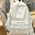 thumbnail image 4 of Cute Lace Backpack, Aesthetic Laptop Daypack with Bow Accessories, Large Capacity School Backpack with Side Pockets, Lightweight Travel Bag for Students, College, Work and Daily Use, White, 4 of 6