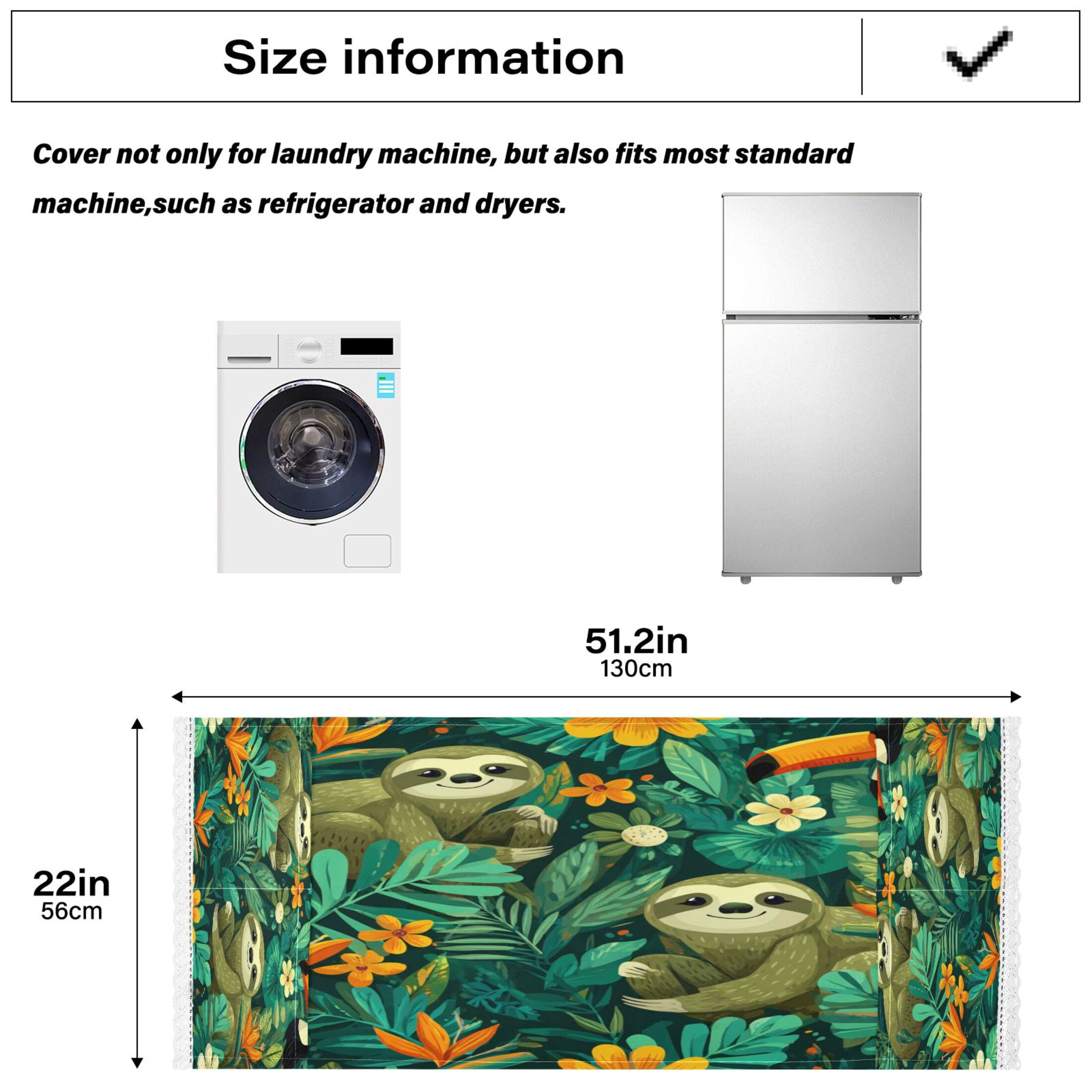 Washing Machine Cover 51.2x22in, Durable Polyester Dust Cover with Lace Trim and Side Pocket for Appliances Playful Sloths