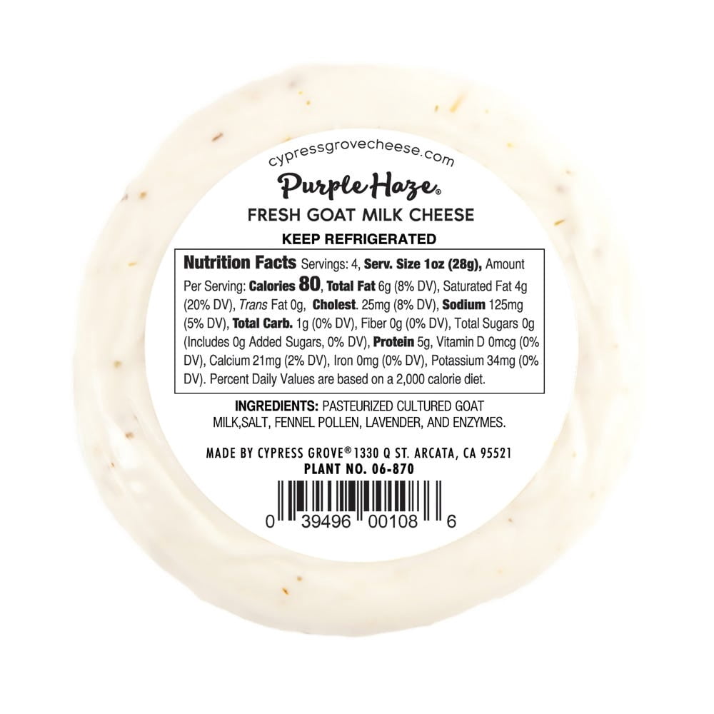 Cypress Grove Purple Haze Goat Cheese - 4oz Disk With Lavender & Fennel Pollen