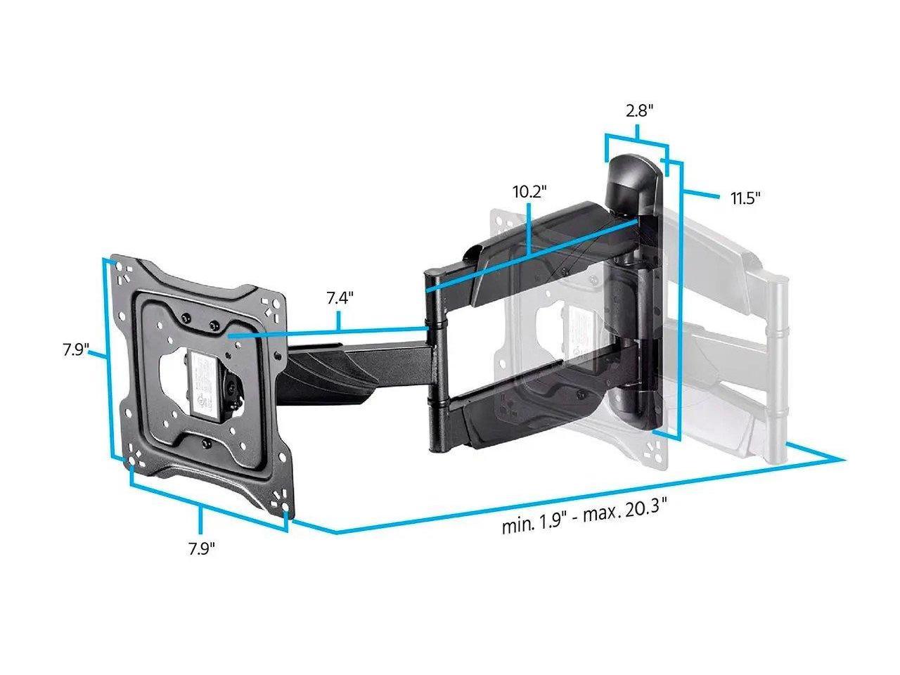 Monoprice Full-Motion Articulating TV Wall Mount Bracket - For LED TVs 24in to 55in, Max Weight 77 Lbs., VESA Patterns Up to 400x400, Rotating, Low Profile, UL Certified - Commercial Series - image 2 of 20