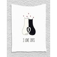 thumbnail image 1 of Love Tapestry, Ideal for Cat Lovers Adorable Design Paws Hug Embrace Cuddle, Wall Hanging for Bedroom Living Room Dorm Decor, 40"W X 60"L, Dark Chestnut Brown Pale Ruby Ivory, by Ambesonne, 1 of 2