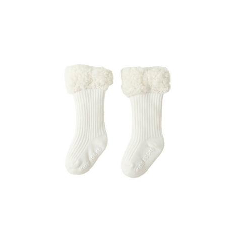 

Toddler Baby Girls Boys Slipper Long Fleece Socks Fall Winter Soft Warm Knee High Tight Stockings