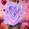 thumbnail image 2 of Vintage Tees for Women 2025 Cute Heart Print Long Sleeve Tunic Tops Casual Round Neck Long Sleeve Printed T-Shirt Top Dressy Casual Loose Blouses, 2 of 7