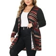 thumbnail image 4 of Agnes Orinda Women's Plus Size Long Sleeves Open Front Striped Spring Fall Thin Boho Sweater Cardigan 4X Black, 4 of 6