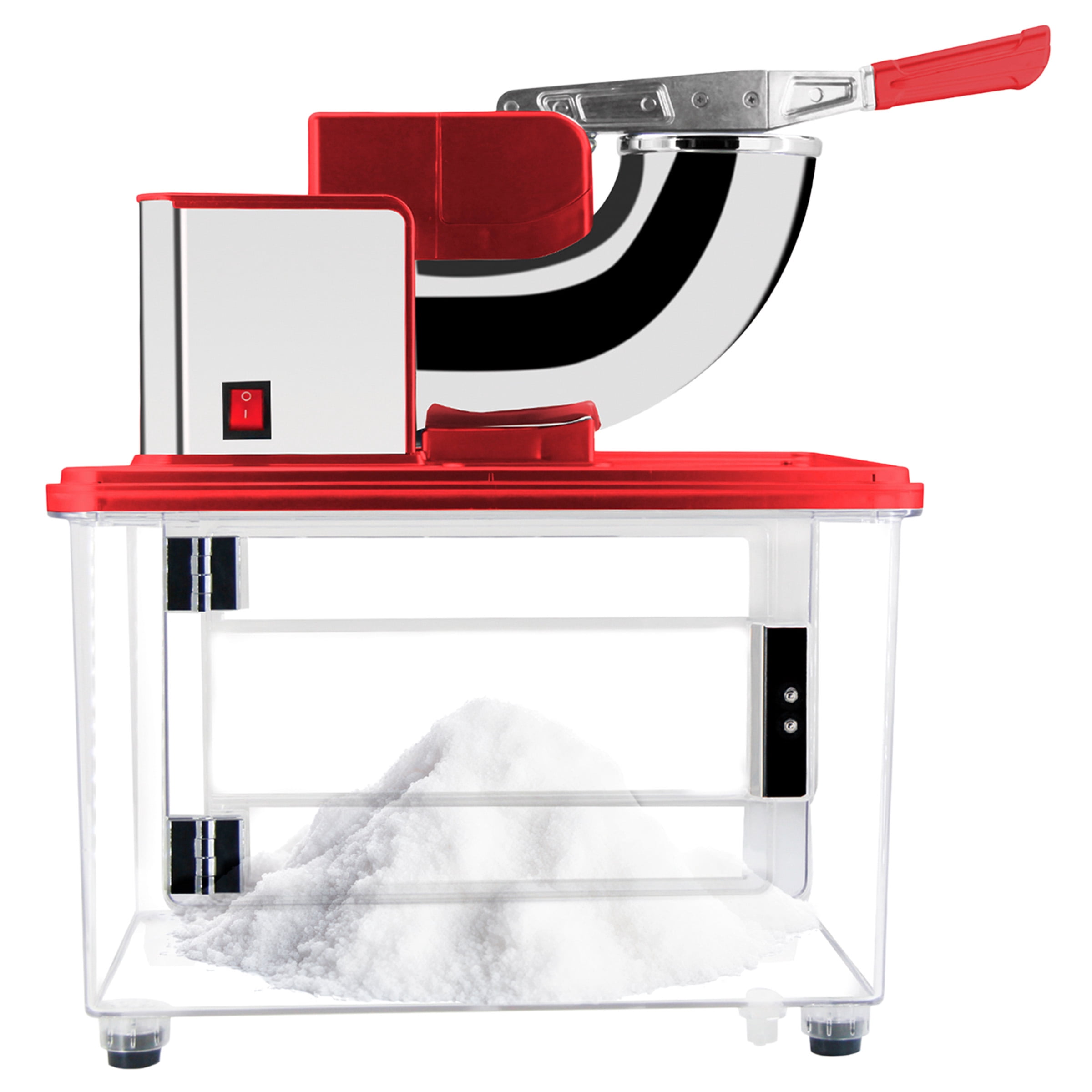 Electric Ice Crusher Machine, 250W Dual Blade Slushie Maker with 39L Bin, Heavy-Duty for Commercial Use (Red) by Great Northern Popcorn