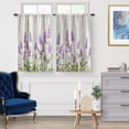 thumbnail image 2 of Lavender Flower Floral Kitchen Curtains -Rustic Wood Barn Door Farmhouse Decor Purple Spring Curtains for Home Dining Living Room Rod Pocket Window Drapes 2 Panels Set, 28"x36", 2 of 5