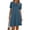 Blue gray, variant on Solid Color Women Short Sleeve Front Pleated Summer Mini Shirt Dress