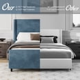 thumbnail image 3 of Llinc Store Corduroy Upholstered Queen Bed Frame with Vertical Stripe Wingback 50.7'' Height Headboard And High Footboard No Box Spring Needed, Blue, 3 of 7