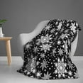 thumbnail image 5 of Winter Snowflakes Black Throw Blanket Ultra Soft Warm All Season Christmas Decorative Fleece Blankets for Bed Chair Car Sofa Couch Bedroom 50"X40", 5 of 6