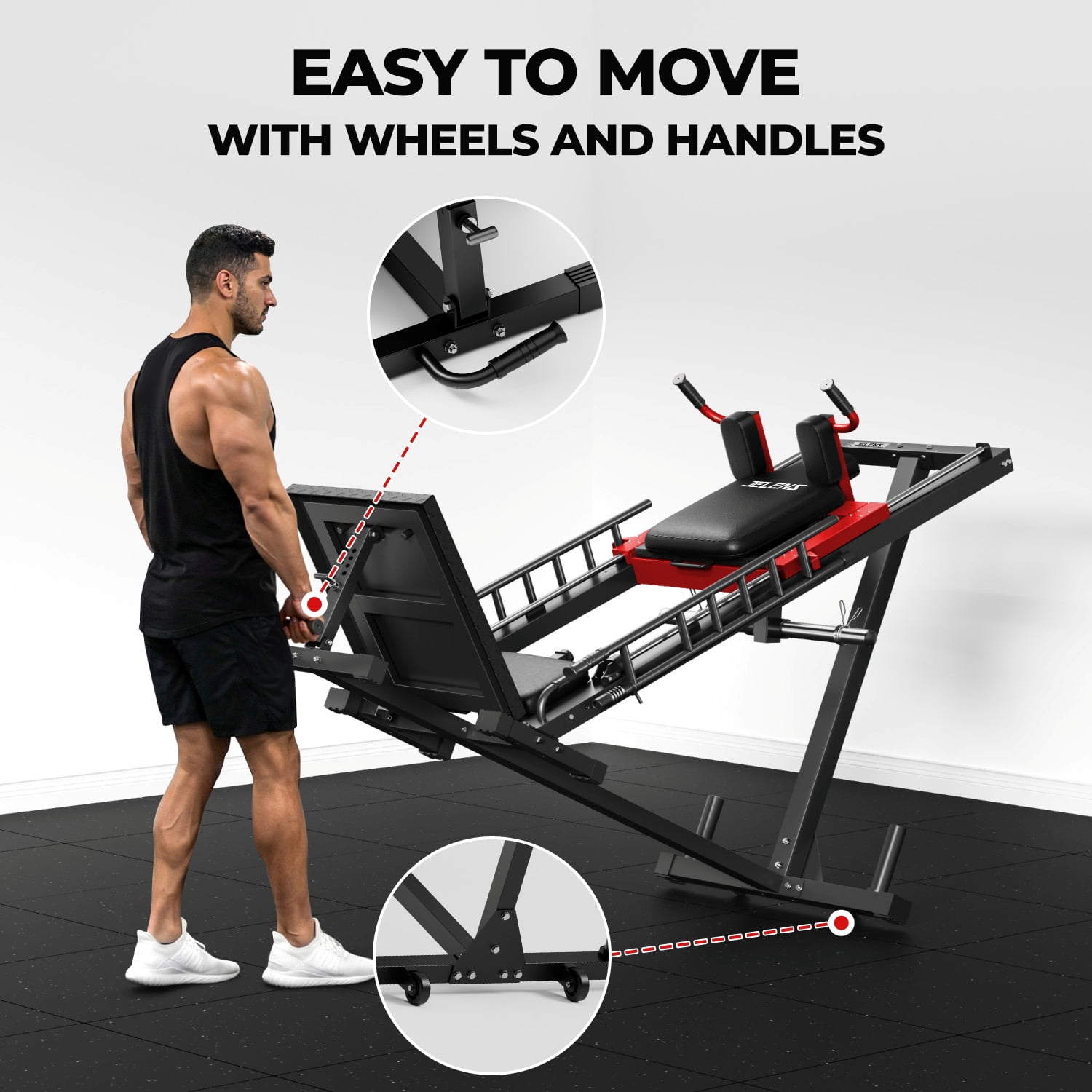 1100lb Leg Press Machine，Hack Squat Machine with linear bearings for Home Gym，with 100 LB Weight Plate workout equipment for Strength Training,Red
