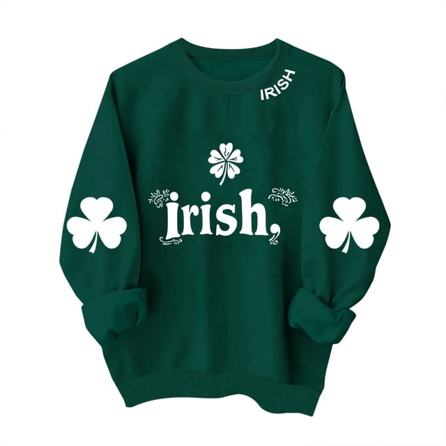 Chandail de la Saint-Patrick pour Femmes, T-Shirt à Manches Longues Col Rond Imprimé Saint-Patrick, Haut de Mode pour Tenue Décontractée, Fête de Vacances
