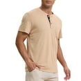 thumbnail image 5 of INSPIRE CHIC Men's Henley T-Shirts Casual Summer Short Sleeves Button Basic Tee 2XL Khaki, 5 of 6