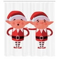 thumbnail image 3 of Elf Shower Curtain, Pattern of 2 Friendly on a Plain Background, Fabric Bathroom Set with Hooks, 69W X 75L Inches Long, Dark Pink Coral Pale Mauve and Charcoal Grey, by Ambesonne, 3 of 3