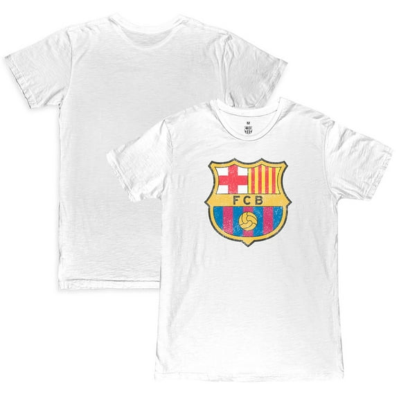 Men's 1863FC  White Barcelona Color Crest Slub T-Shirt