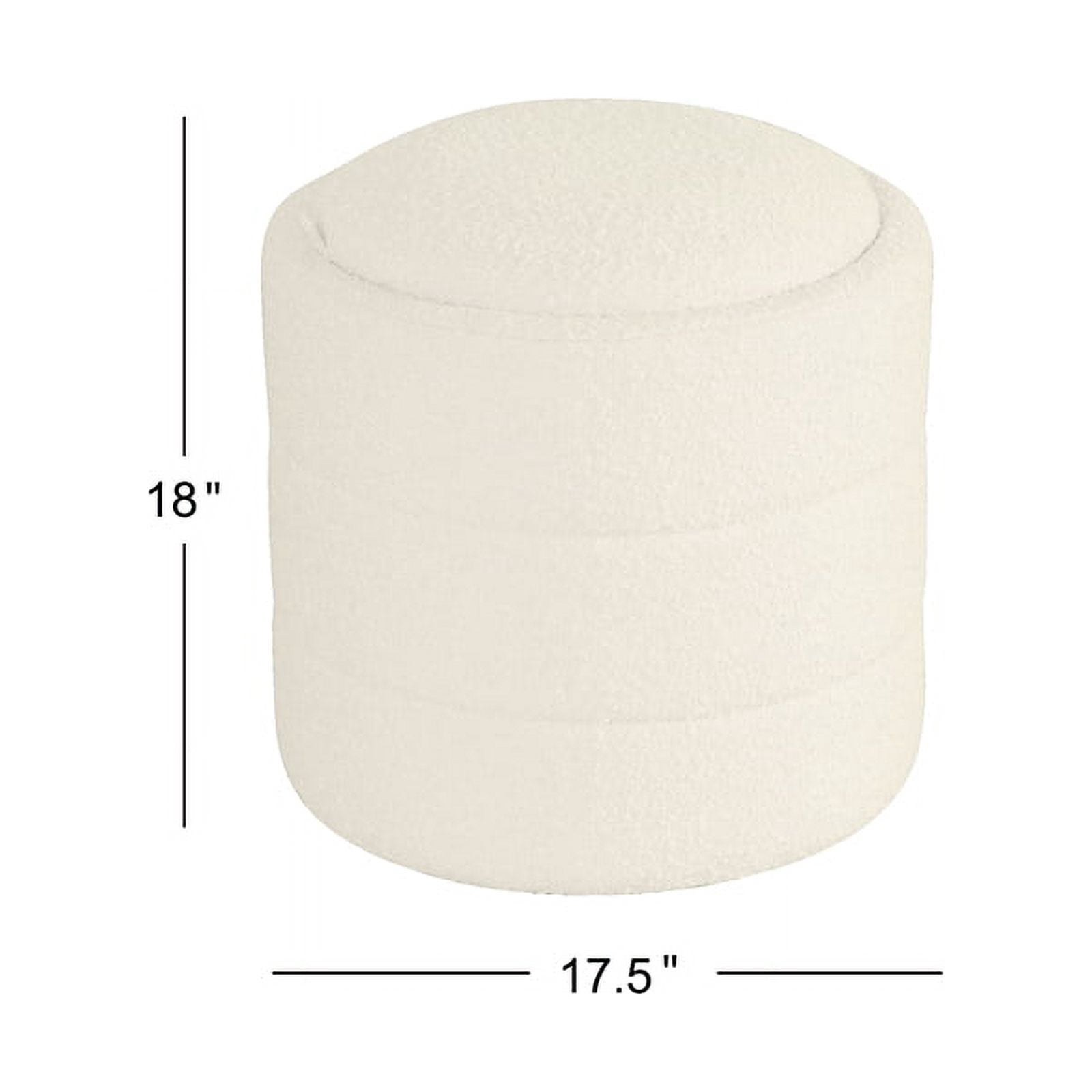 HomePop Round Storage Ottoman, Cream Boucle