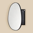 thumbnail image 6 of TEHOME Surface Mount Black Bathroom Medicine Cabinet with Mirror, Wall Mounted Irregular Asymmetrical Silvered Glass Mirror with Adjustable Tempered Glass Shelves, Fully Assembled, 6 of 9
