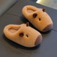 thumbnail image 2 of 2026 Kids Capybara Animal Plush House Slippers, Boys Girls Cute Cartoon Fuzzy Open Back Indoor Slippers Warm Winter Home Footwear for Toddler to Big Kids 3-10.5 Years, 2 of 9