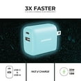 thumbnail image 3 of Liquipel Powertek Glow in the Dark 20W Combo Wall Charger - Blue, 3 of 7