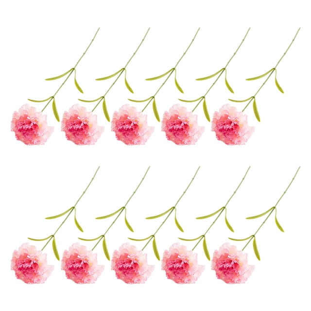 10 Uds Flores artificiales de clavel Bewildely Rosa oscuro