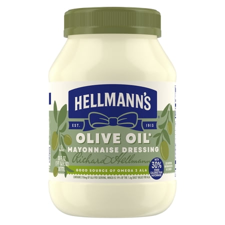 Hellmann's Olive Oil Mayonnaise Dressing Condiments, 30 fl oz Jar