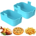 thumbnail image 3 of 2 Pack Friteuse à Air Chaud Pot en Silicone avec Poignée Réutilisable Rectangulaire Double Panier Friteuse à Air Four Micro-Ondes Doublure (Rouge), 3 of 11