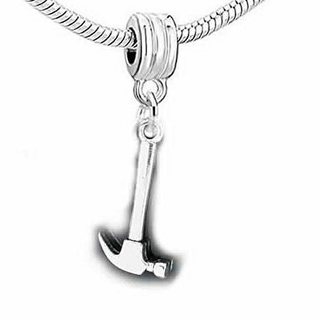 Sparkle Dangle Beads Hammer Dangle Spacer European Bead Compatible for Most European Snake Chain Bracelet ()