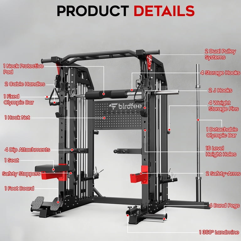 Multi-Function 2900LB All-in-One Smith Machine Power Cage Home Gym