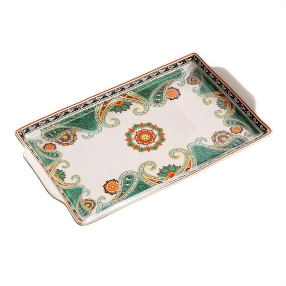 Vintage Style Ceramic Tray Table Top Cup Storage Tray Bathroom Storage Tray Personality Crack Pattern Decorative Tray