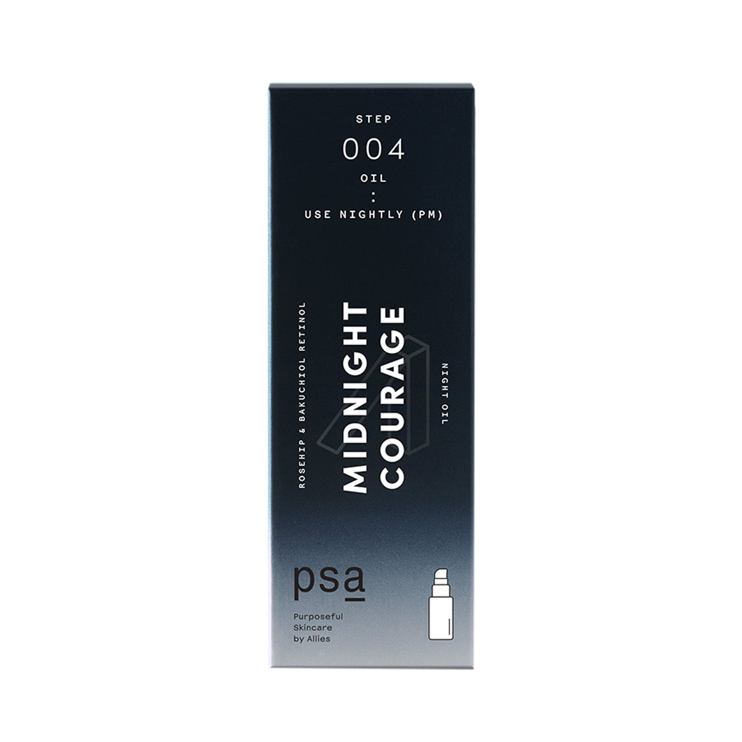 PSA MIDNIGHT COURAGE Rosehip & Bakuchiol Retinol Night Oil, For All Skin Types, 0.5 fl oz/15 ml, Vegan