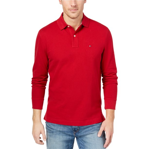 Tommy Hilfiger - Polo de rugby con logo para hombre, rojo, extra pequeño