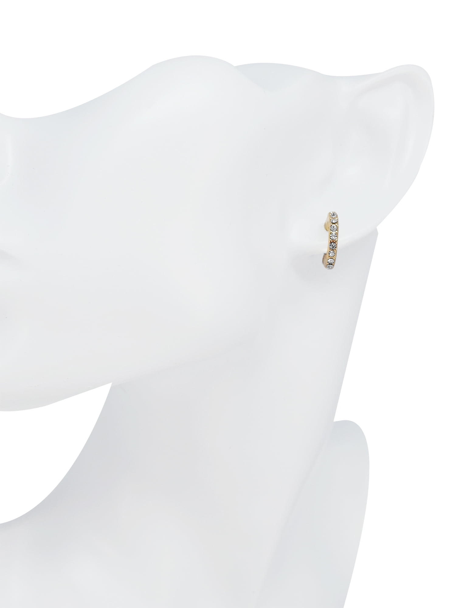 Time and Tru Women's Pearl with Glass stud and hoop Earring Set in Gold Plated