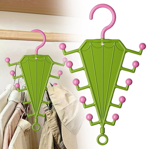 Umbrella Shaped Closet Hanger Organizer, Multi Prong Wardrobe Storage Hanger, V-Type Multi Hook Clothes Rack, Flexible Hanging Sturdy Plastic Hanger, Multifunctional Storage Hanger 1Pcs
