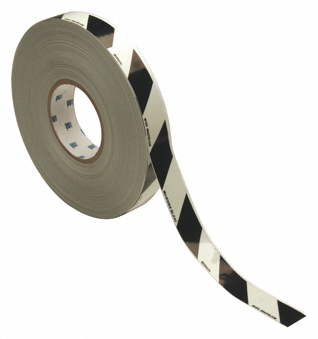 Brady Floor Tape,Black/White,1 inx50 ft,Roll 81869