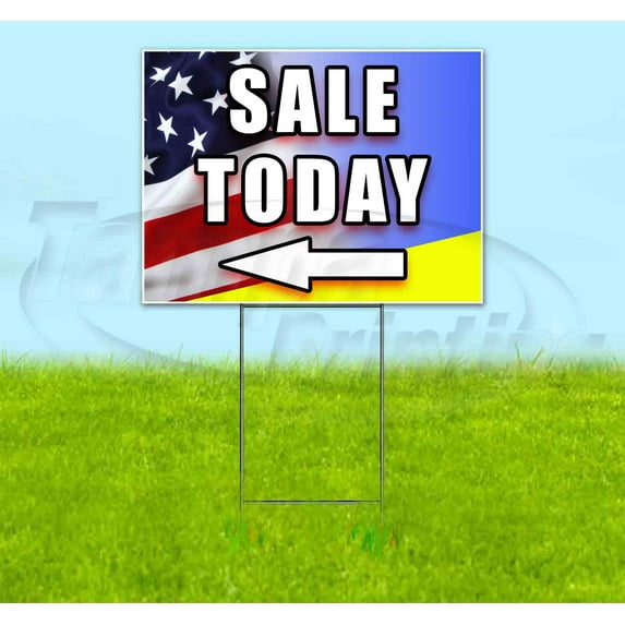 Sale Today Left Arrow-Flag (18" X 24") Yard Sign, Includes Metal Step Stake