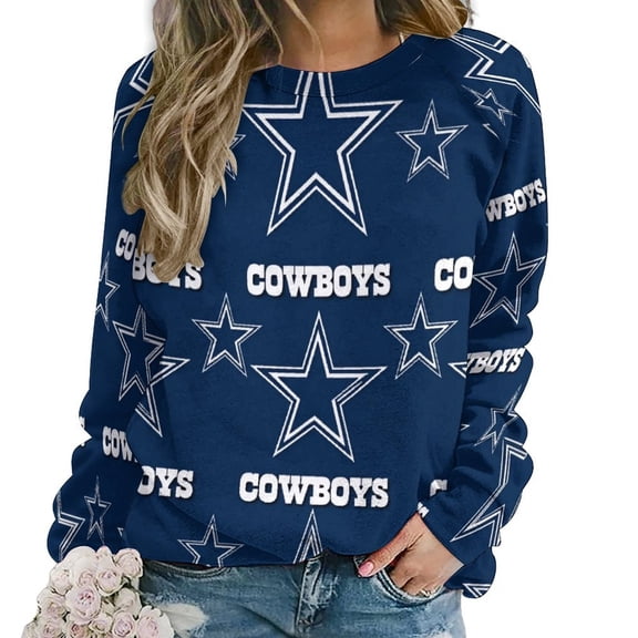 Football Cowboys Women Casual Long Sleeve Hoodie Streetwear Pullovers Top Female Clothing